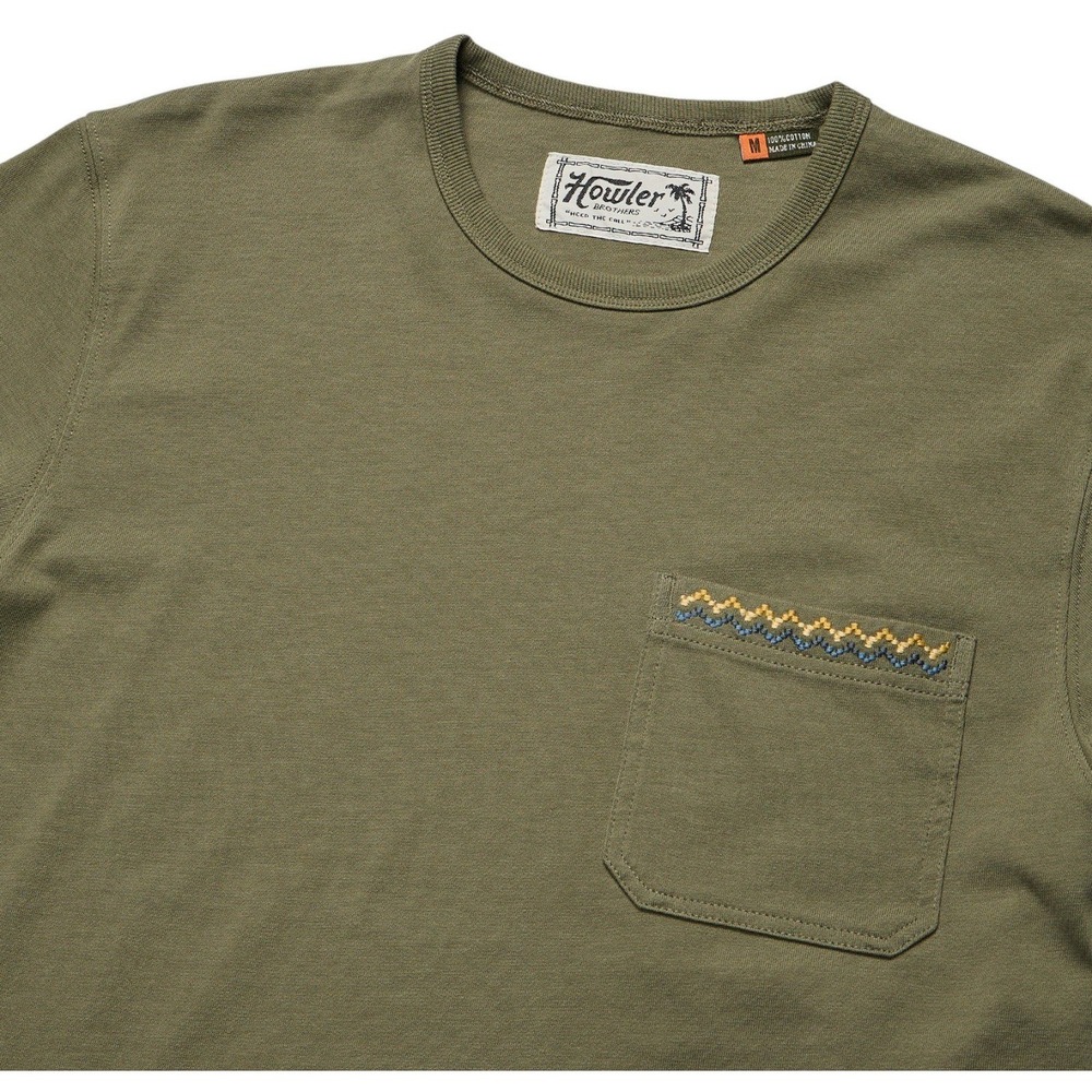 Howler Brothers Men's M Spectrum Pocket T-Shirt Pull Over Lichen Green NWT